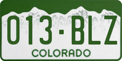 CO license plate 013BLZ