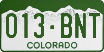 CO license plate 013BNT