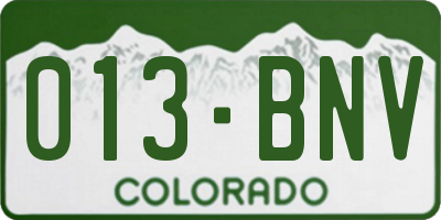 CO license plate 013BNV