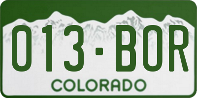 CO license plate 013BOR