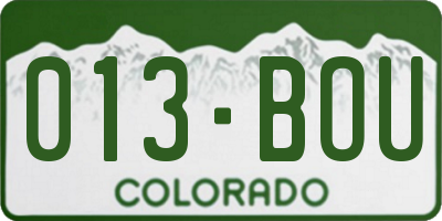 CO license plate 013BOU