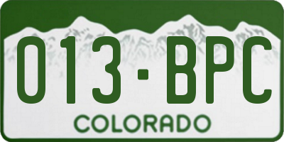 CO license plate 013BPC