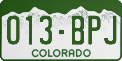 CO license plate 013BPJ