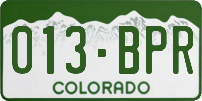 CO license plate 013BPR