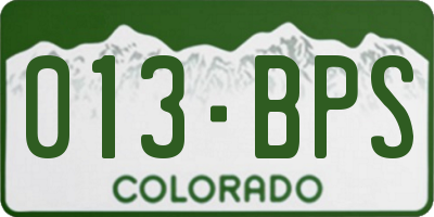CO license plate 013BPS