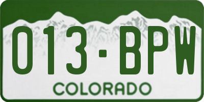 CO license plate 013BPW
