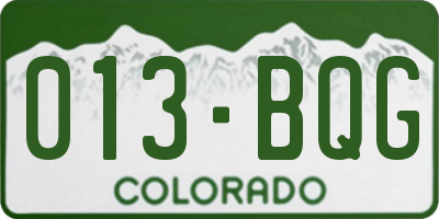 CO license plate 013BQG