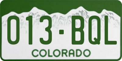 CO license plate 013BQL