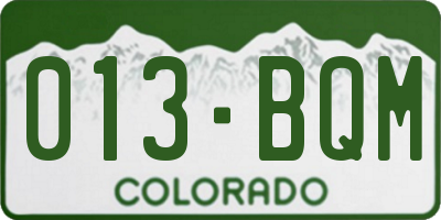 CO license plate 013BQM