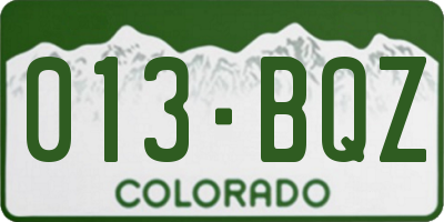 CO license plate 013BQZ