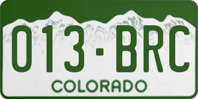 CO license plate 013BRC
