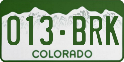 CO license plate 013BRK