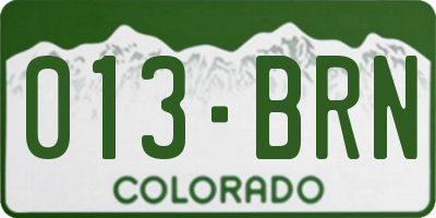 CO license plate 013BRN