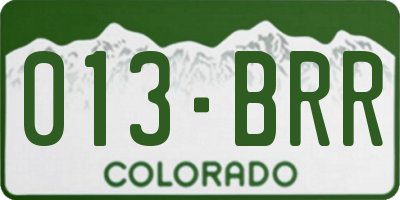 CO license plate 013BRR