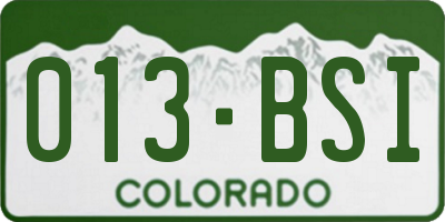 CO license plate 013BSI