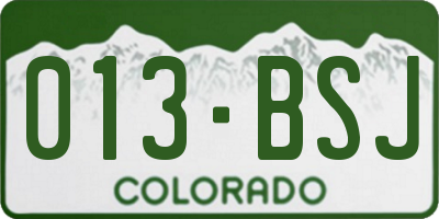 CO license plate 013BSJ