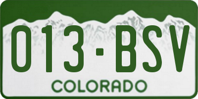 CO license plate 013BSV