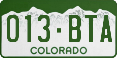 CO license plate 013BTA