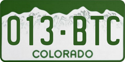 CO license plate 013BTC