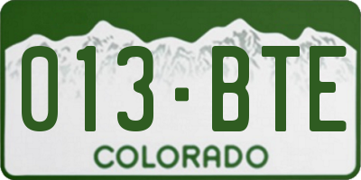 CO license plate 013BTE