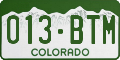 CO license plate 013BTM