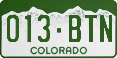 CO license plate 013BTN