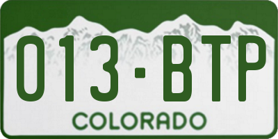 CO license plate 013BTP