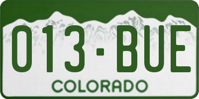 CO license plate 013BUE