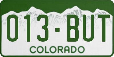 CO license plate 013BUT