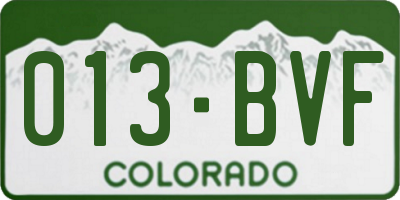 CO license plate 013BVF