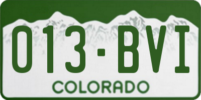 CO license plate 013BVI
