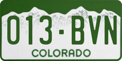 CO license plate 013BVN