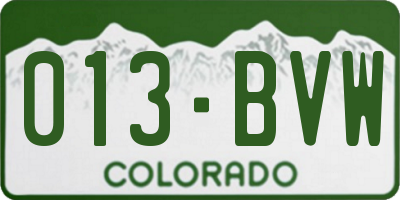 CO license plate 013BVW