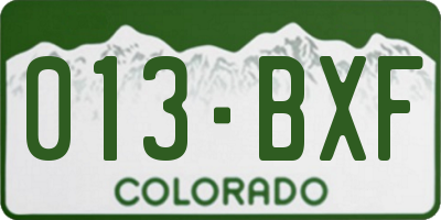CO license plate 013BXF