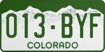 CO license plate 013BYF