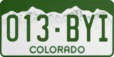 CO license plate 013BYI
