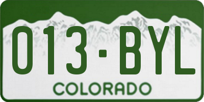 CO license plate 013BYL