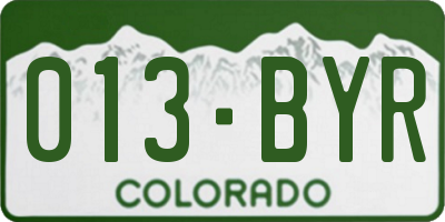 CO license plate 013BYR