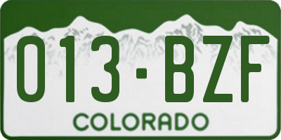 CO license plate 013BZF
