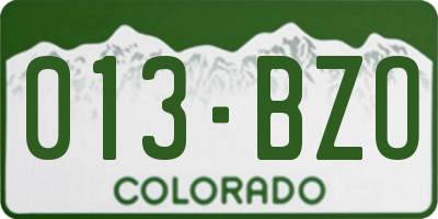 CO license plate 013BZO