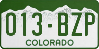 CO license plate 013BZP