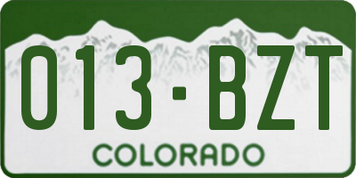 CO license plate 013BZT