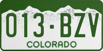 CO license plate 013BZV