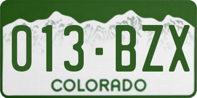 CO license plate 013BZX