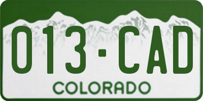 CO license plate 013CAD