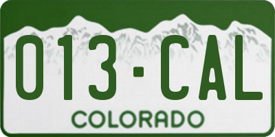CO license plate 013CAL
