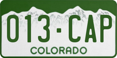 CO license plate 013CAP