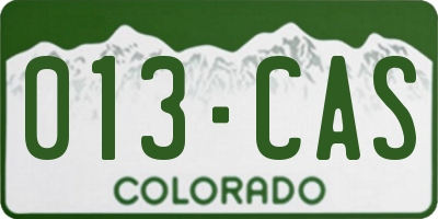 CO license plate 013CAS