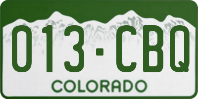 CO license plate 013CBQ
