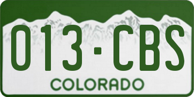 CO license plate 013CBS